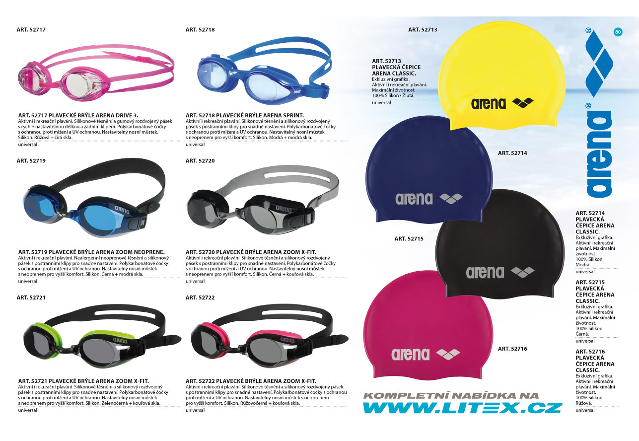 Plavecké okuliare a čiapky 2024 [strana 80] - katalog LITEX